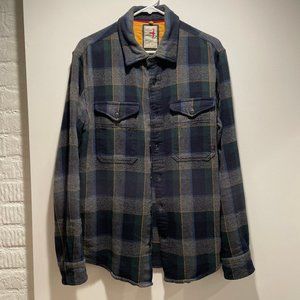 Relwen Navy / Charcoal Plaid Blanket Flannel Shirt Large Men's